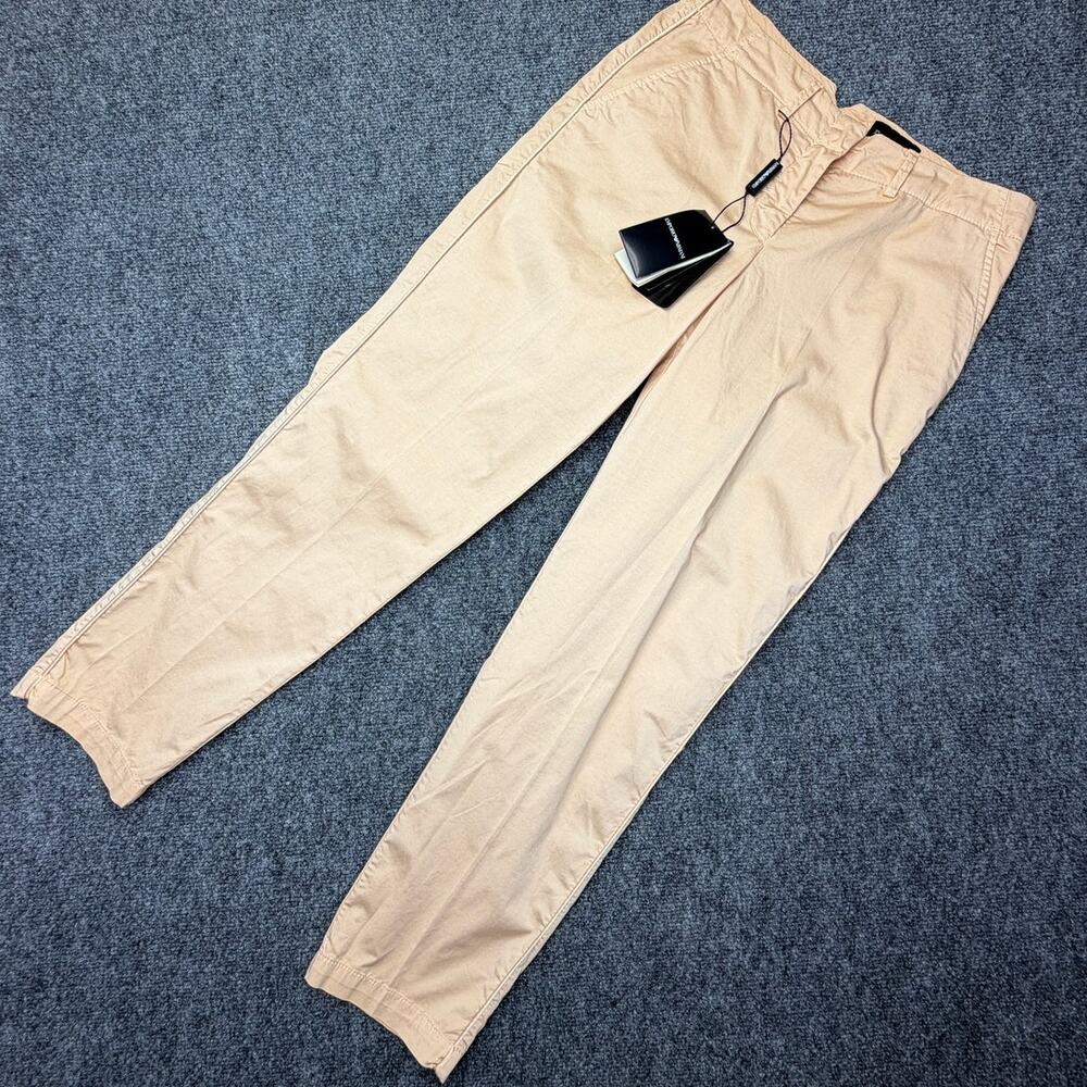 Emporio Armani Womens Pants IT 40 Beige Cotton Stretch Slim Tapered NWT
